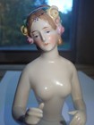 Large Antique German Goebel Porcelain Pin Cushion Half Doll 5 1 4 