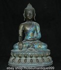 18 4  Old Chinese Bronze Cloisonne Shakyamuni Sit Buddha Statue Sculpture