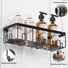Shower Caddy Shelf  2 Pack Adhesive Shower Organizer Rack With Save Space Hooks 