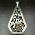 Beautiful Antique European Detailed 800 Silver Rose Pendant