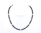 Grey Obsidian And Black Onyx Heishi Necklace With Sterling Silver Accents  4mm