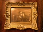 Vintage 1900 s Gold Framed Photograph Of French Couple Ornate Frame Very Old