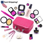 Kid Girl Pretend Play Makeup Kit Toy With Case Toy 21pc Fake  No Mess 