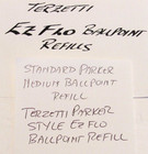 10 Terzetti Ezflo Black Ballpoint Refills pouch- Fit Parker Pens-fall Special 