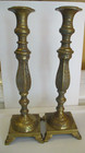 2 Vtg  Midcentury Large Heavy Brass Candle Holder 17    Tall Brass Candlestick