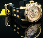 Invicta Men Pro Diver Scuba Chronograph 18kt Rose Gold Dial Black Strap Watch 