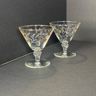 Vintage Libbey Royal Fern Mid Century Modern Stemmed Cocktail Glasses  Set Of 2
