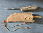 Antique Sioux Beaded Knife Sheath With Antique Knife With Animal Skin Grip