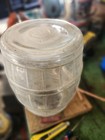 Vintage Barrel Large Glass Pickle Jar  Wire Red Wood Handle 13 1 4 