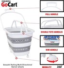 Folding Collapsible Laundry Basket Wheels Grocery Cart Shopping Foldable Plastic