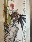 Chinese Wall Hanging Scroll   Hand Painted   Bamboo   Rooster Size  21    X 72   