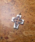 Vintage Signed Ajm Native American Cross Sterling Silver Pendant Navajo Western