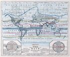 1874 Johnson World Map Rain Distribution Climate Zones Weather Clouds Latitudes