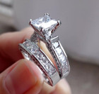 4ct Princess Lab-created Diamond Engagement Ring 14k White Gold Bridal Set Women