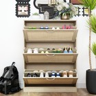 Rattan Narrow Shoe Cabinet With 3 Filp Drawers shoe Storage