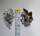 Elegant Rhinestone Faux Pearl Brooch   2 Silver-tone Pins   Costume Jewelry Set