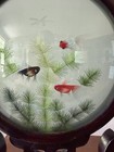 Vintage Chinese Double Sided Silk Embroidered Goldfish Framed Table Art With Box