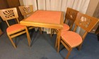 Mcm Vtg Stakmore Card Table 4 Wood Folding Chairs Birch Danish Modern Orange