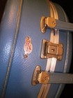 Vtg Blue Locking Rail-aire Round Luggage Suitcase Hatbox Train Case - W  One Key