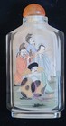 Antique Chinese Reverse Painting Music   Fun Signed Crystal Snuff Jar