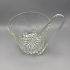 Vintage Crystal Style Ice Bucket Small Etched Glass Starburst Base Barware 5 5 