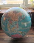 Vtg Globemaster 12  Topographical Globe -clear Lucite Plastic Stand Mid Century 