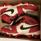 Jordan 1 Mid Youth Baseball Cleats Red White Black Size 6y
