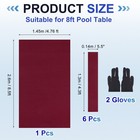 8ft Billiard Cloth Pool Table Felt Kit With 6 Cloth Strips And 2 Gloves  Red