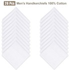 20 Pcs Cotton Handkerchiefs  White Men s Handkerchiefs   Pocket Squares  Large H