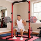 Adjustable Squat Rack Power Cage Multi-functional Weight Cage W j-hooks Home Gym