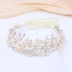 Oriamour Bridal Headband  Pearl Flower Design  Ribbon  Silver