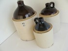 3 Vintage Whiskey Jugs Brown tan - 3 Sizes  2 Gallon  1 Gal And 1 2 Gallon