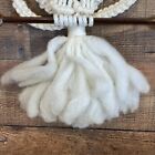 Vintage Macrame Owl With Wood Accent Hanging Wall Decor White Bohemian Hippie