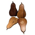 Vintage Mcm Wooden Pear Shaped Snack Trays Coasters Set 4