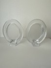 2 Vintage Mikasa Heavy Glass Oval Picture Frames Ribbed Wave Pattern Japan 80   s