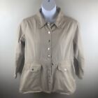Vintage Carolina Blues Canvas Khaki Jacket Snap Front Pockets Size 18 Casual