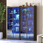 Display Cabinet With Doors And Adjustable Shelves   Bookcase With Led Lights