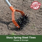 66in Garden Cultivator With Spring Steel Tines And Adjustable Stainless Steel   
