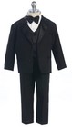 Boys Tuxedo Suit Black Formal Neck Tie Party Wedding Toddler Kids Size 2t-20 New
