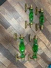 Antique Style Big   Small Crystal cut Green Glass Brass Door Handle  Collectible