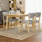 Rustic 5 Piece Dining Table Set W  Rectangular Wood Table   4 Upholstered Chairs