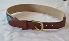 Leather Man Ltd Kids Needlepoint Belt Sz 20 Brass Buckle Trucks Usa 90s Y2k 