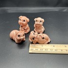 Vintage Miniature Porcelain Pig  Japan Pink Glossy Farm Animal Set Of 4 Free Shp