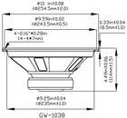2 Goldwood Sound Gw-1038 Rubber Surround 10  Woofers 250w Each 8ohm Speakers