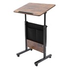 Rolling Laptop Desk Adjustable Height Computer Table Stand Up Office W  Storage