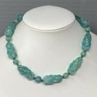 French Glass Bead Necklace Mint Green Lamp Work Hand Made Marble Collar Vtg 16 