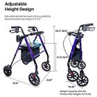Unlicon Folding Rollator Walker With Seat For Seniors Aluminum 4inch Wheel