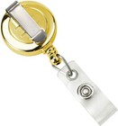5 Shiny Gold Badge Reels - Retractable Id   Key Card Badge Reel With Belt Clip
