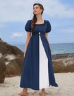  Regency Dresses For Women Empire Waist Victorian Tea Party Ball Medium Navy