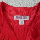 Vtg Amanda Smith Red Satin Tuxedo Pleat Button-down Blouse Top   10 Medium